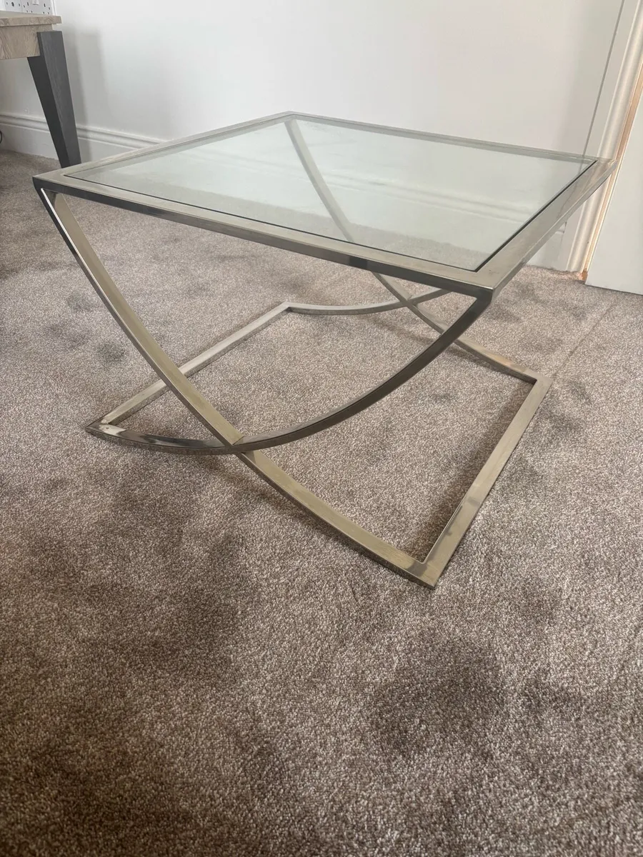 Chrome & glass side tables - Image 2