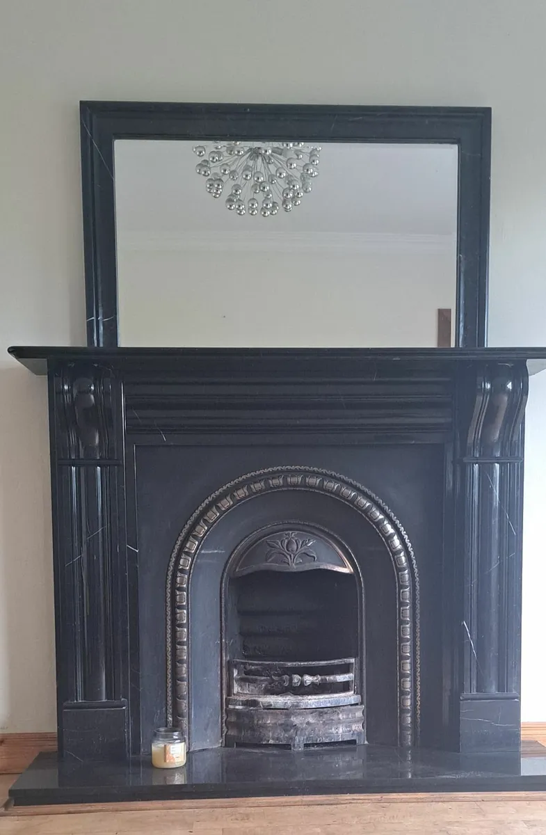 Marble fireplace with mirror - Image 1
