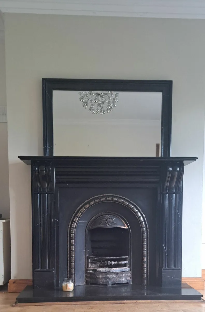 Marble fireplace with mirror - Image 2