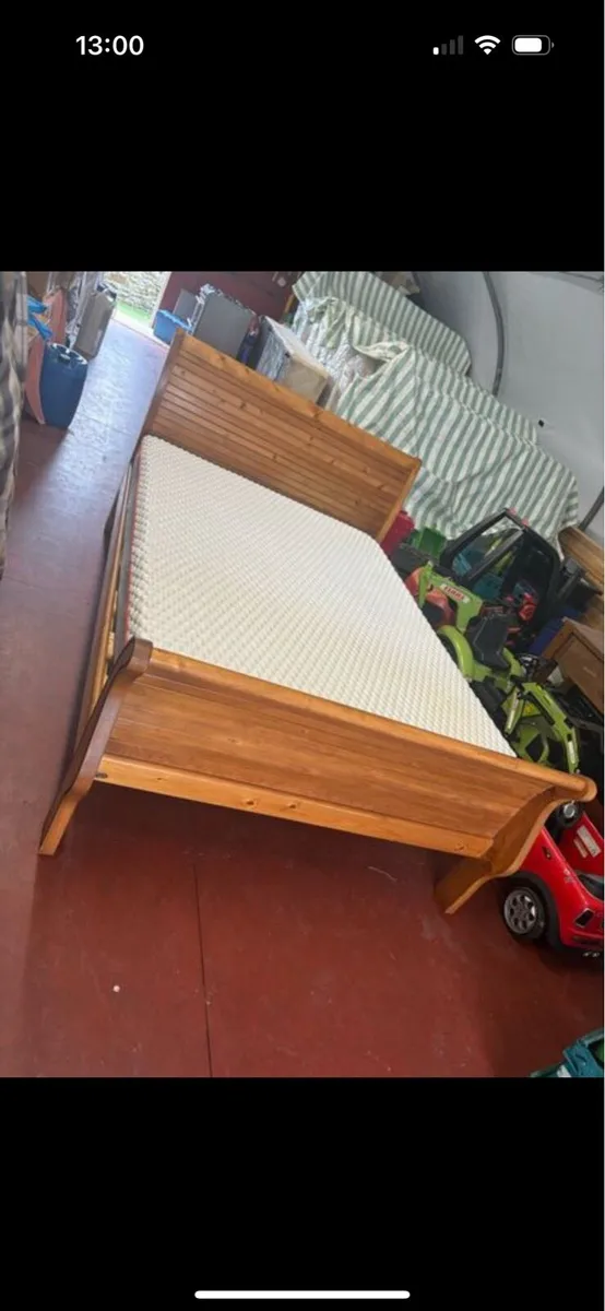 Sleigh double bed with matress - Image 2