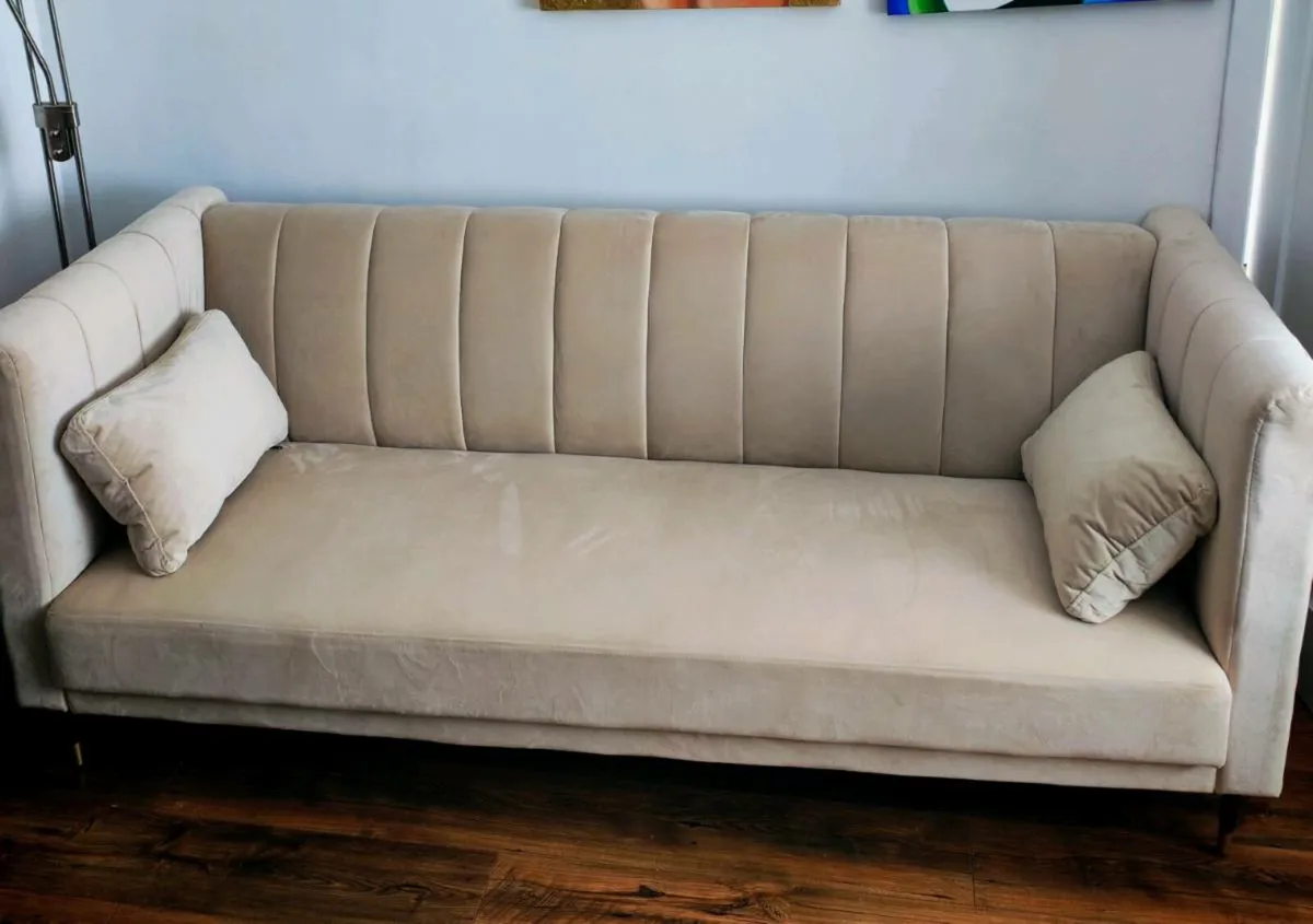 Cream sofa couch bed - Image 2