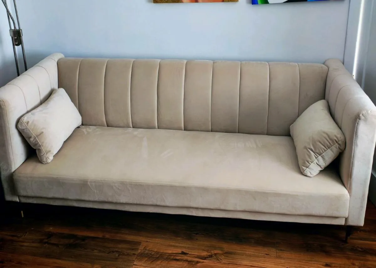 Cream sofa couch bed - Image 3