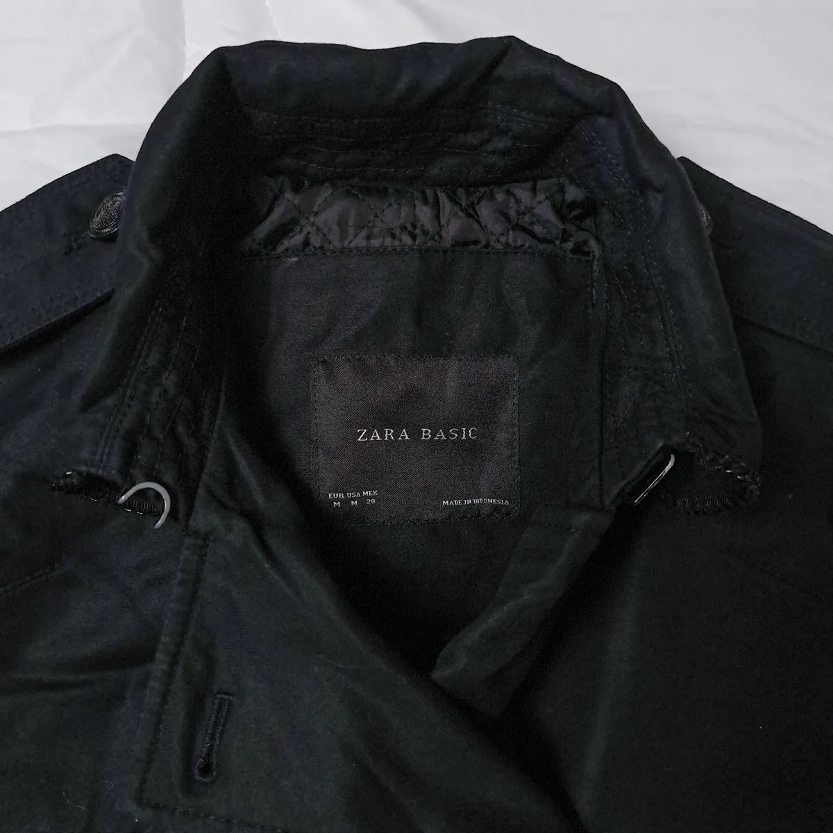 Zara Black Long Trench Coat Size M - Image 3