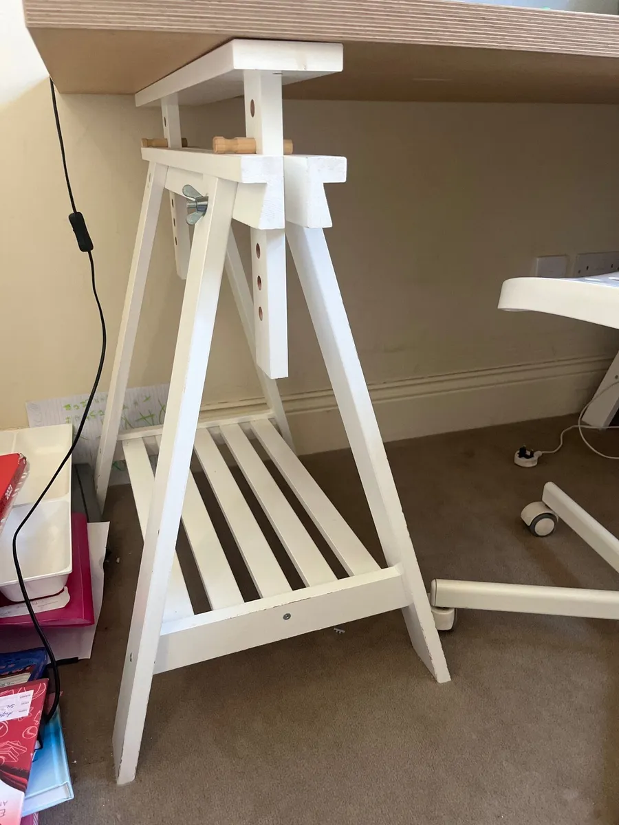 Trestle table desk plus chair and pinboard - Image 2