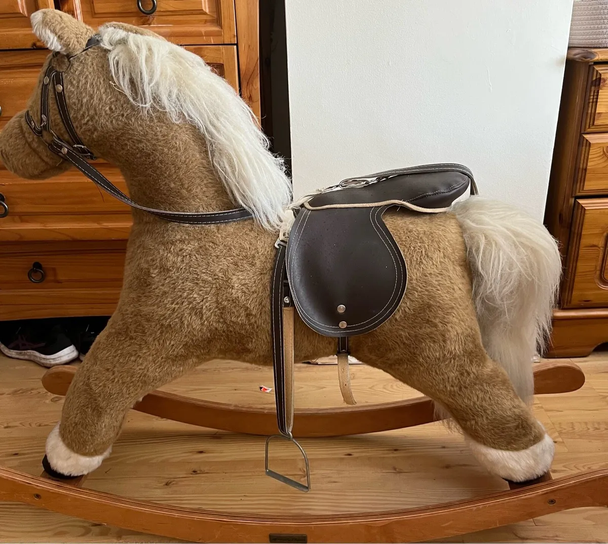 Vintage Plush Rocking Horse - Image 1