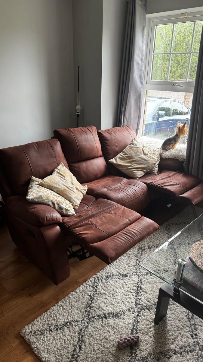 Brown Recliner Sofa & Armchair Set - Image 3