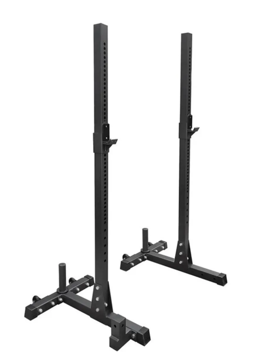 Olympic Barbell, Plates, Rack, Dumbbells, & Bench - Image 2