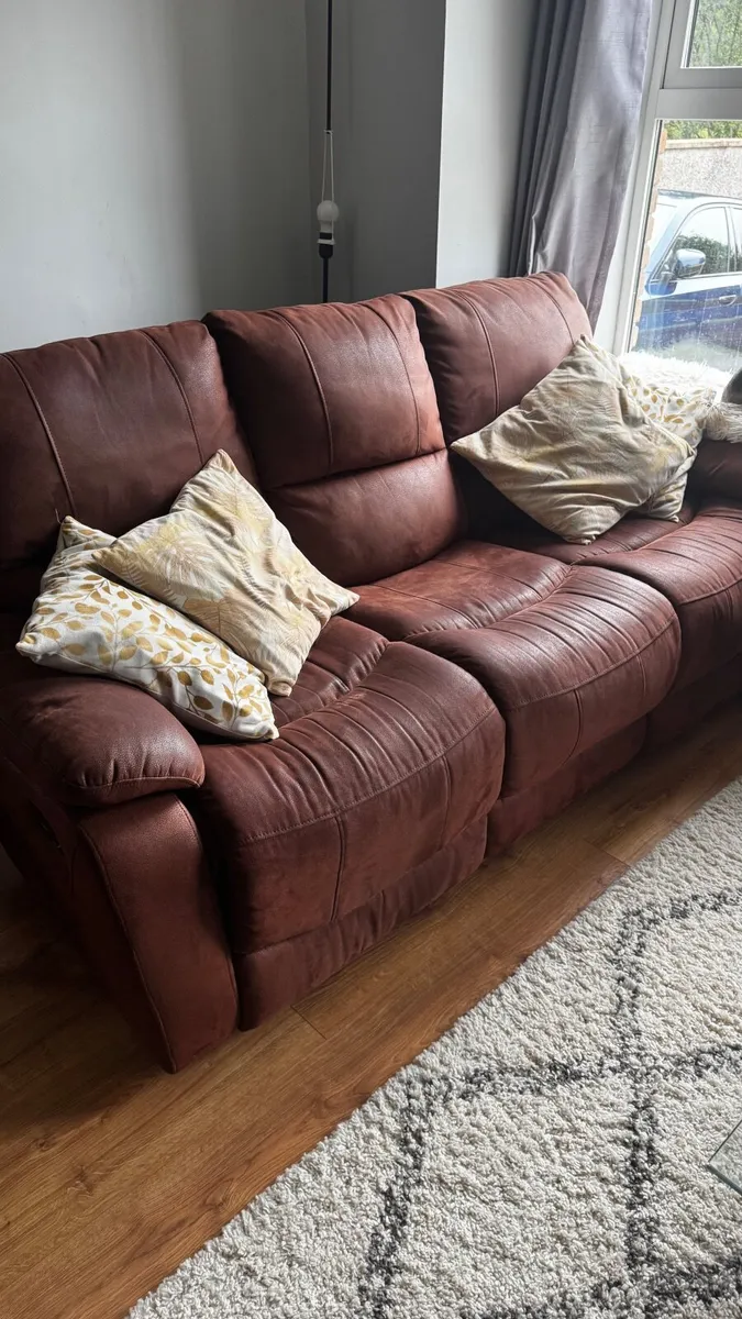 Brown Recliner Sofa & Armchair Set - Image 1