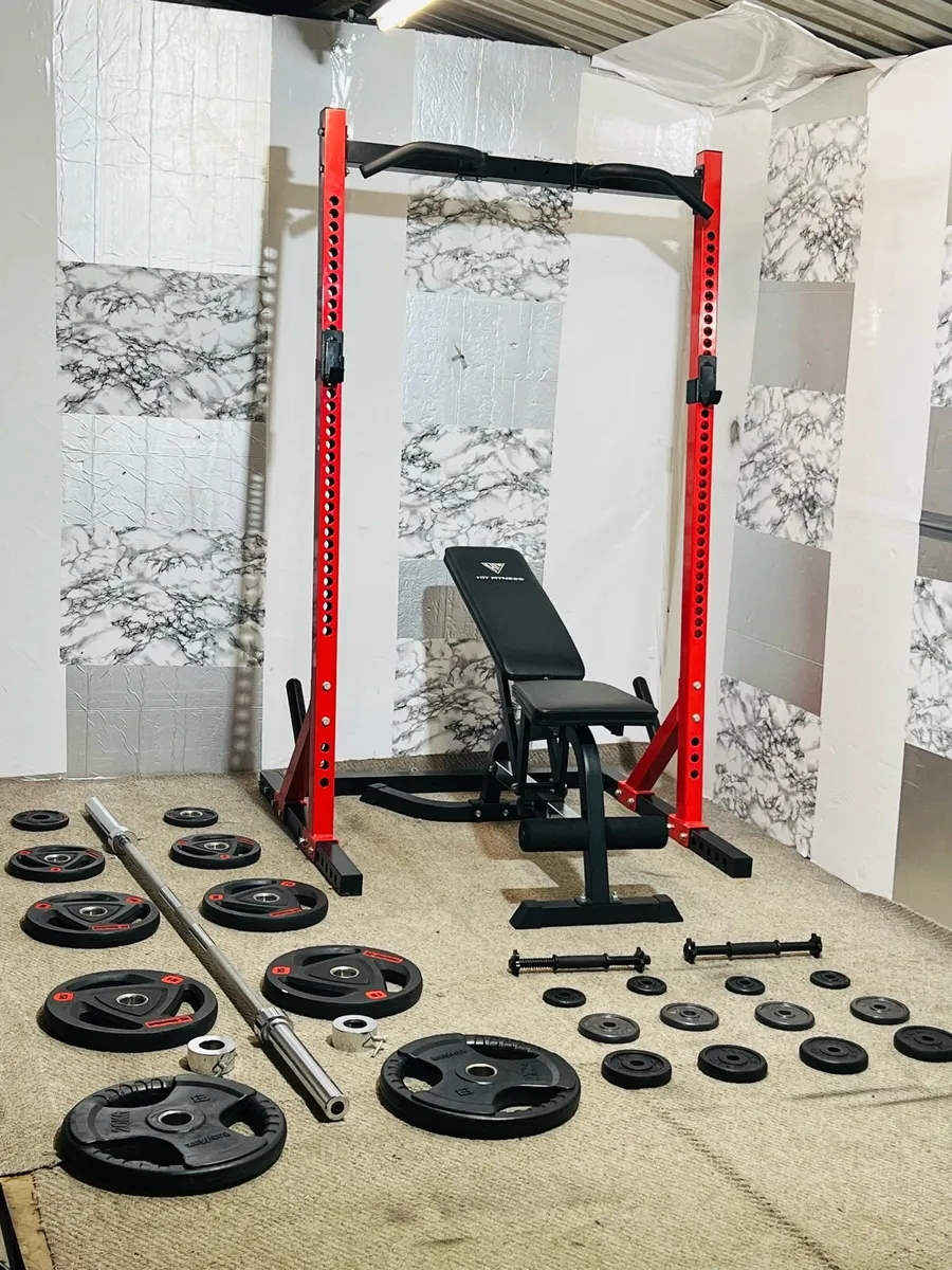 PERFECT HOME GYM RACK OVER 100KG WEIGHTS BENCH ETC - Image 4