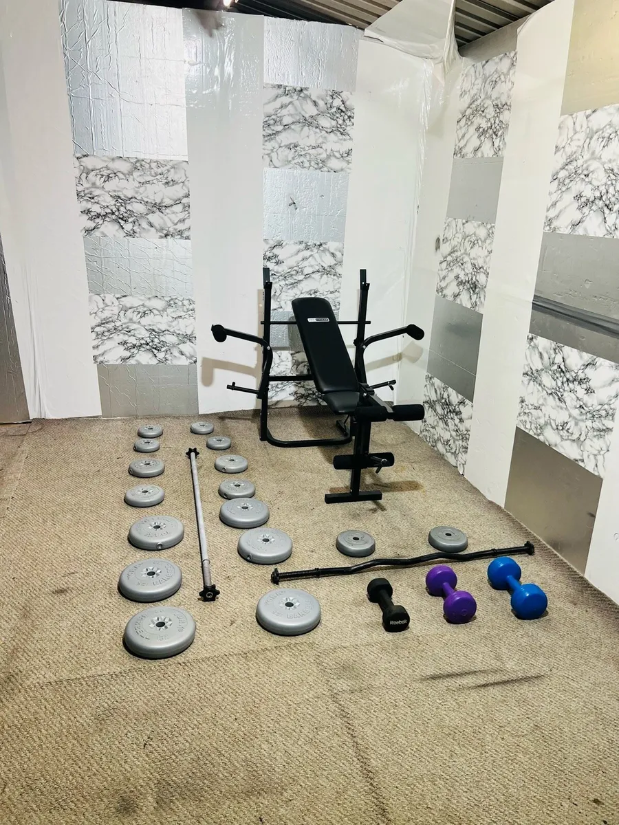 Adjustable weight bench 50 KG weight barbell dumbl - Image 1