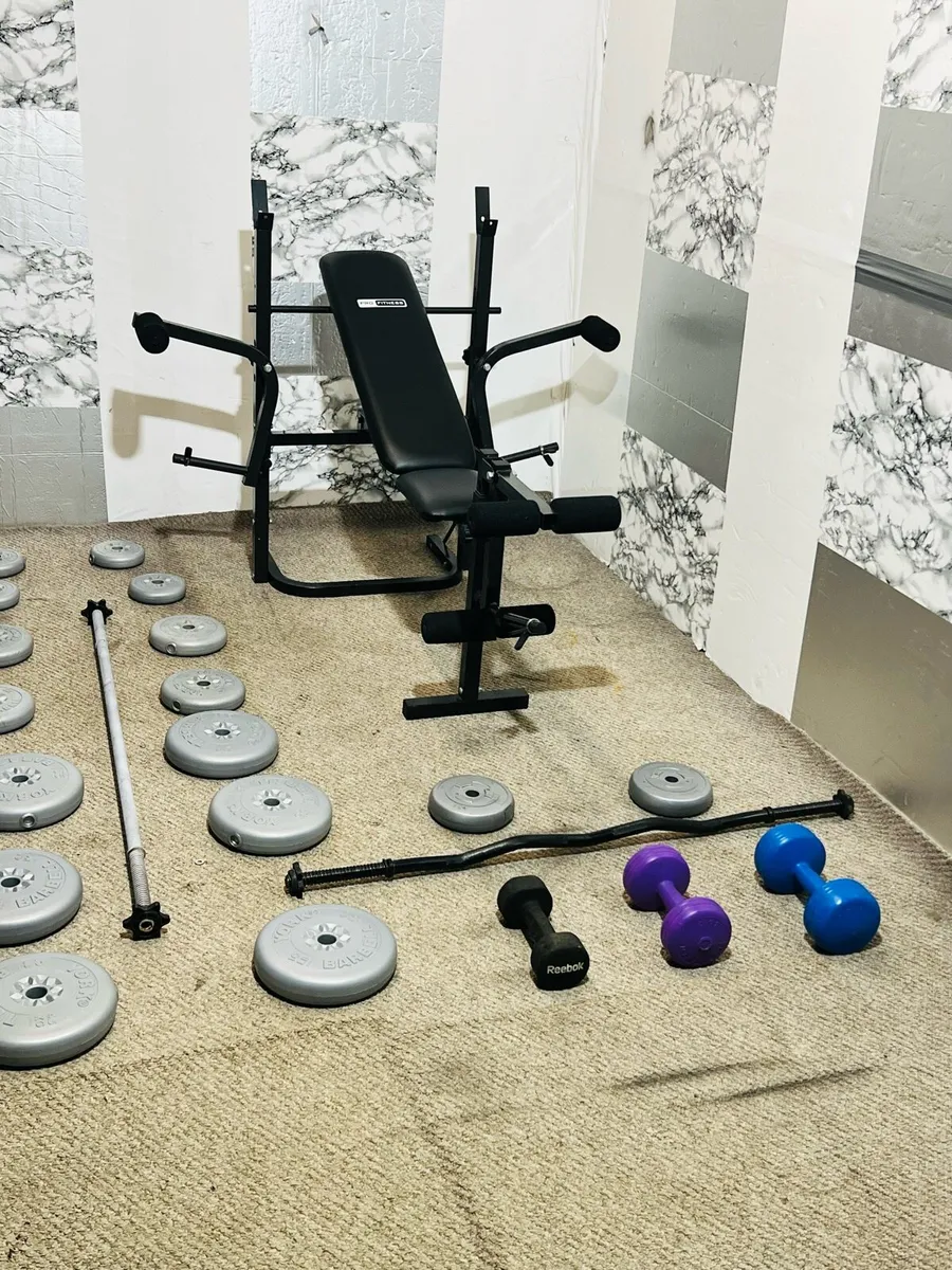 Adjustable weight bench 50 KG weight barbell dumbl - Image 2