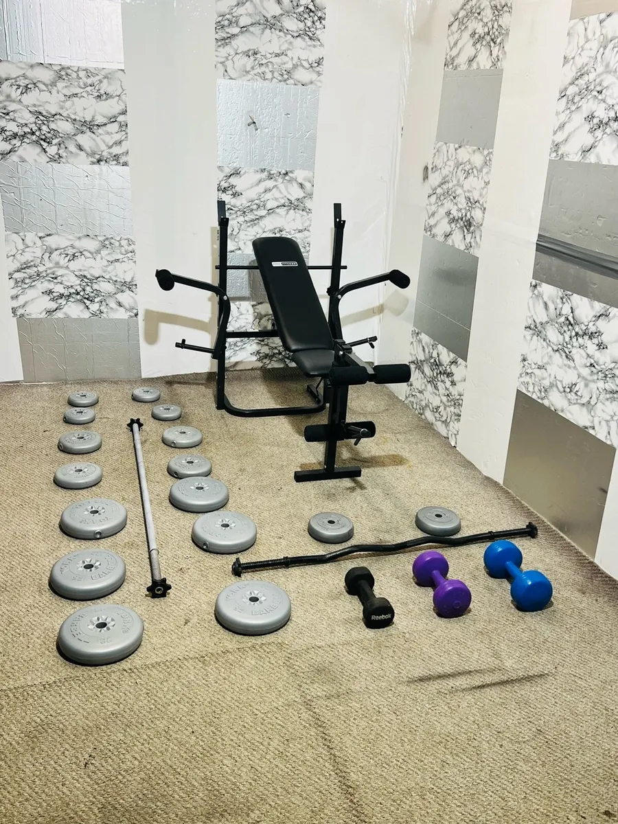 Adjustable weight bench 50 KG weight barbell dumbl - Image 3