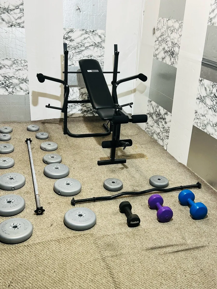 Adjustable weight bench 50 KG weight barbell dumbl - Image 4