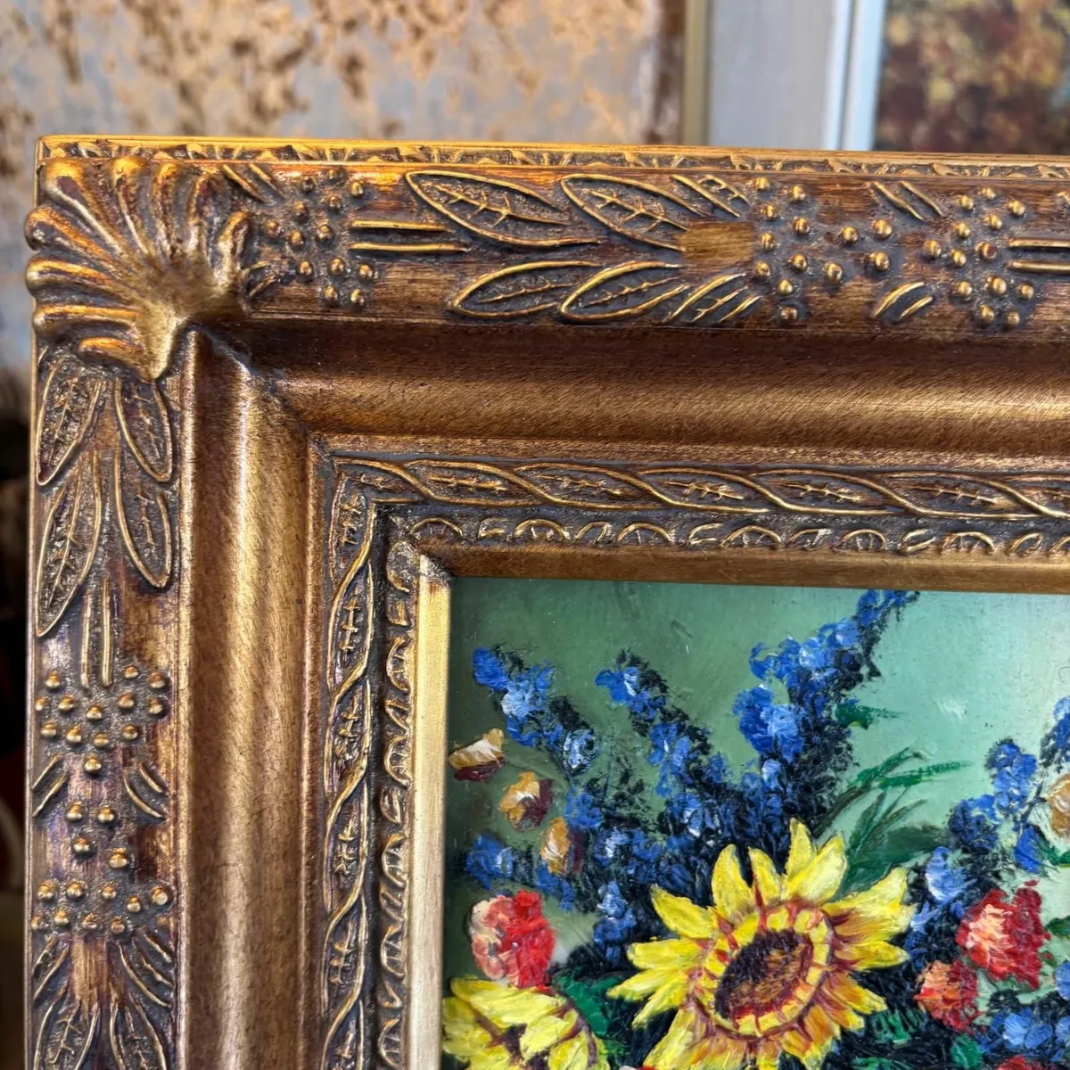 "Still life Sunflower scene" oil on canvas, signed - Image 4