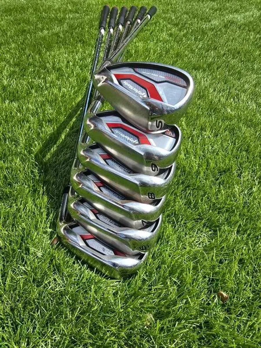Set of Taylor Made Aeroburner Irons (5I - 9I), Your Edge Lift Off Woods (3W, 5W) and Yonex Cyberstar putter. - Image 1