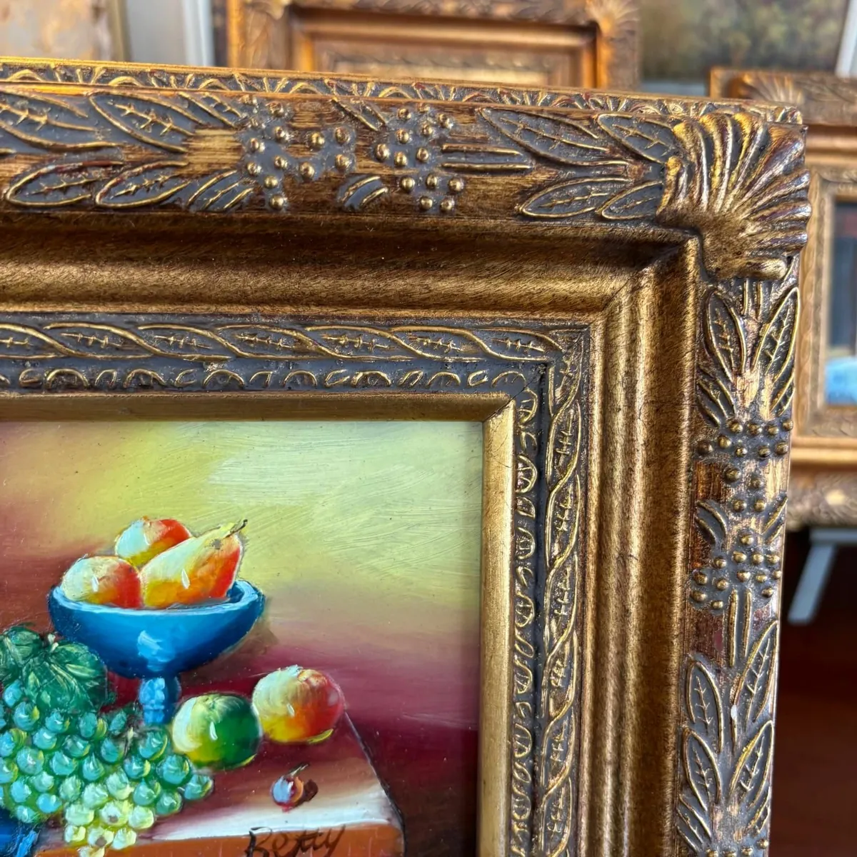 "Still life fruits" oil on canvas, signed Betty - Image 4
