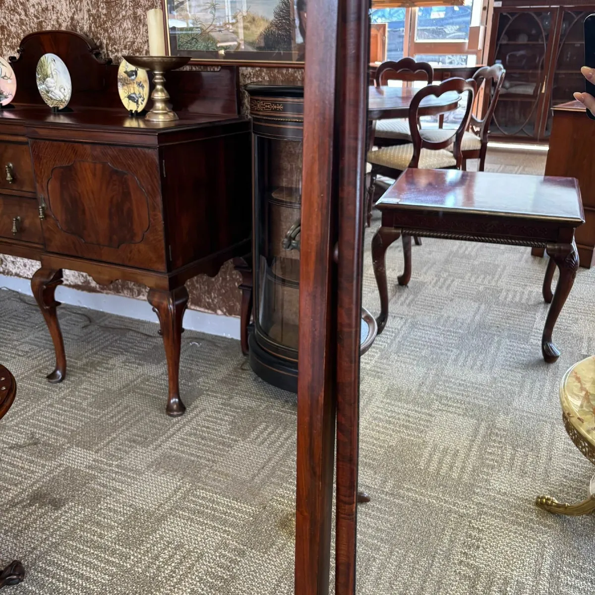 Fabulous Edwardian cheval mahogany floor mirror - Image 2
