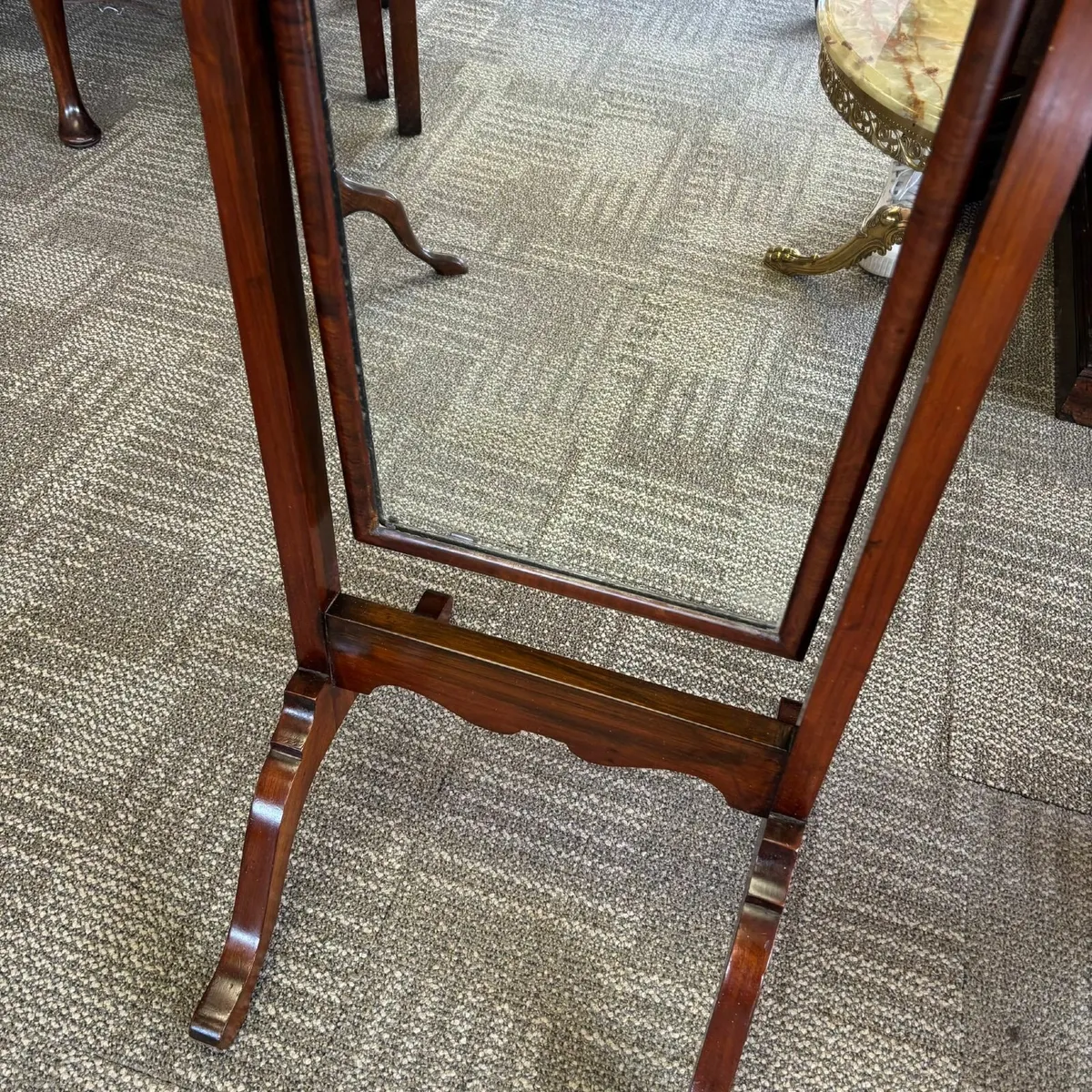 Fabulous Edwardian cheval mahogany floor mirror - Image 3
