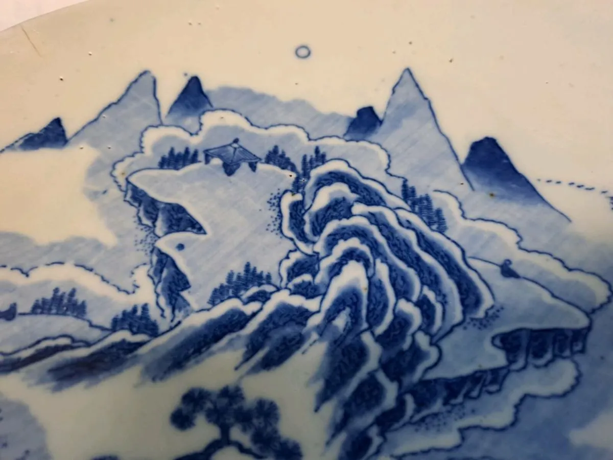 Antique Chinese porcelain blue and white plate - Image 3