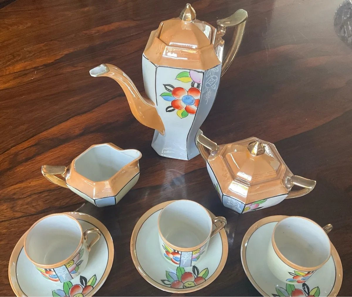 Japanese Hand Painted Lustre Coffee Set - Image 4