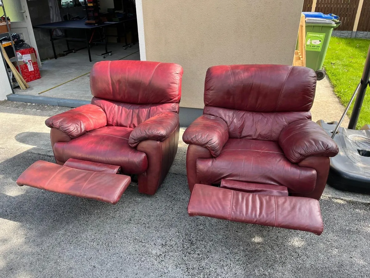 FREE….. 2 recliner leather chairs. - Image 1
