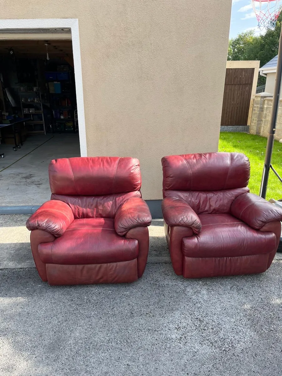 FREE….. 2 recliner leather chairs. - Image 2