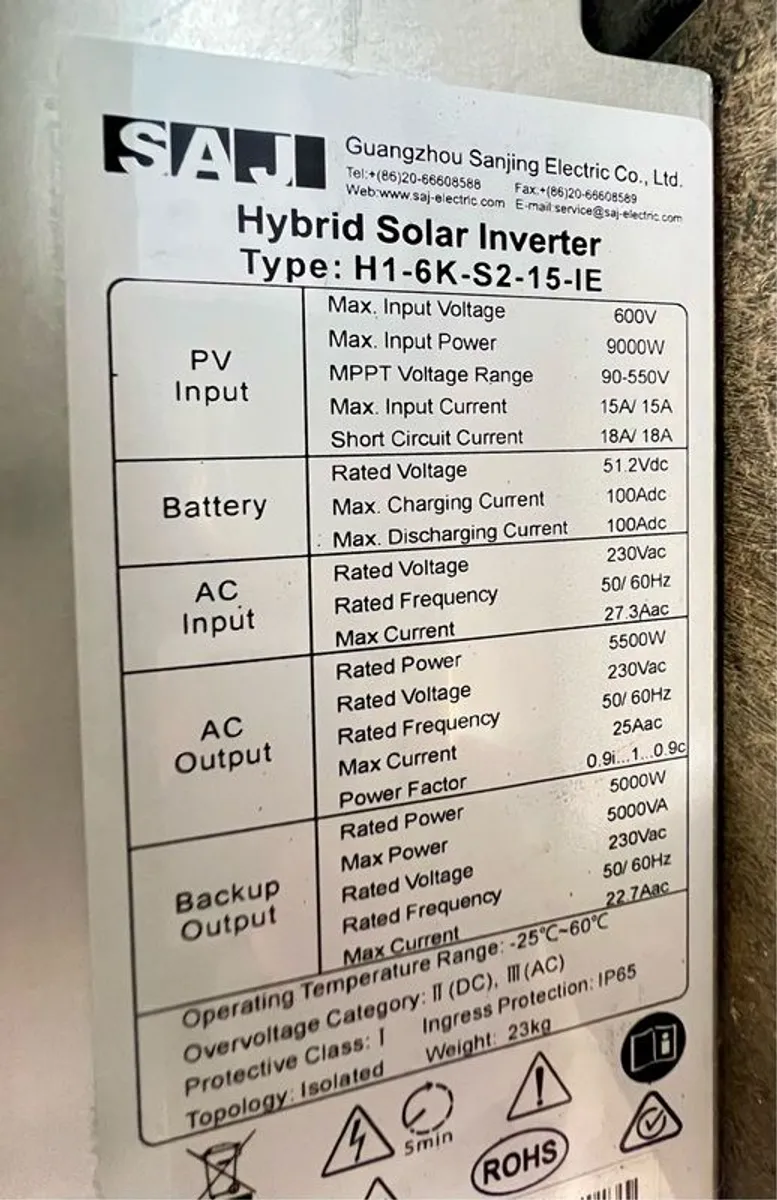 SAJ hybrid inverter 6kW and SAJ 5kWh battery - Image 3