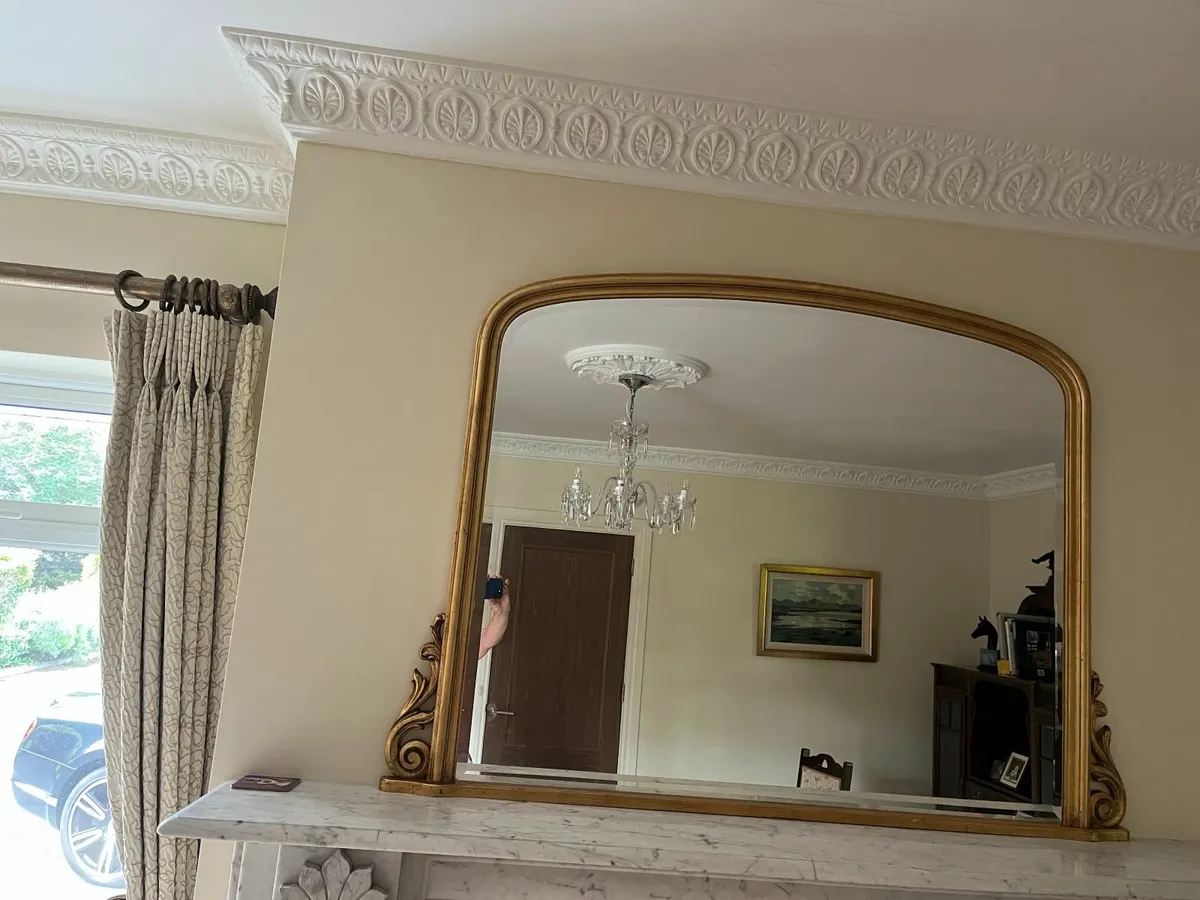 GOLD LEAF ARCHTOP OVERMANTEL MIRROR - LIBOV8 - Image 1