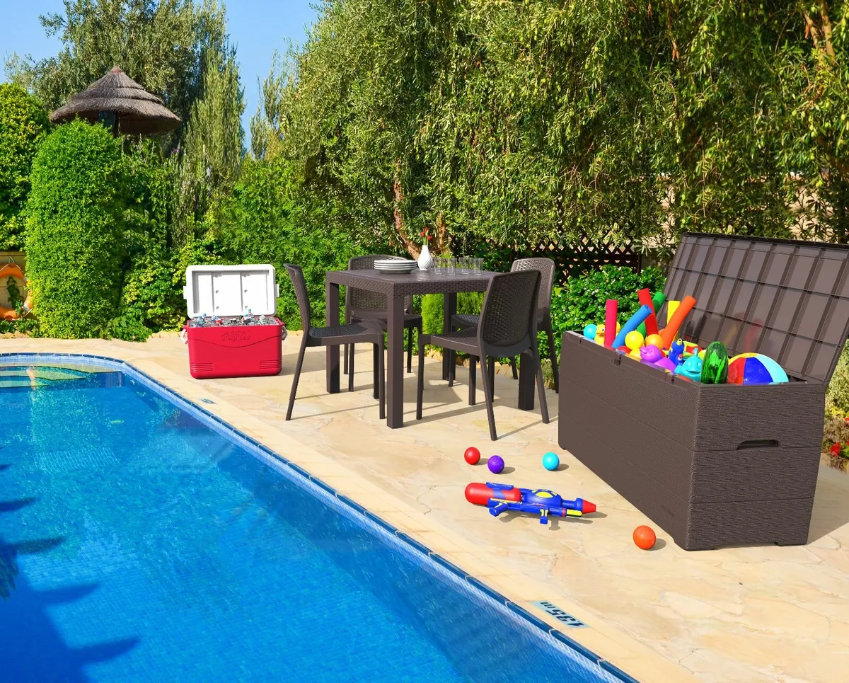CedarRattan 4 Seater Tables and 4 Armchairs - Brow - Image 4