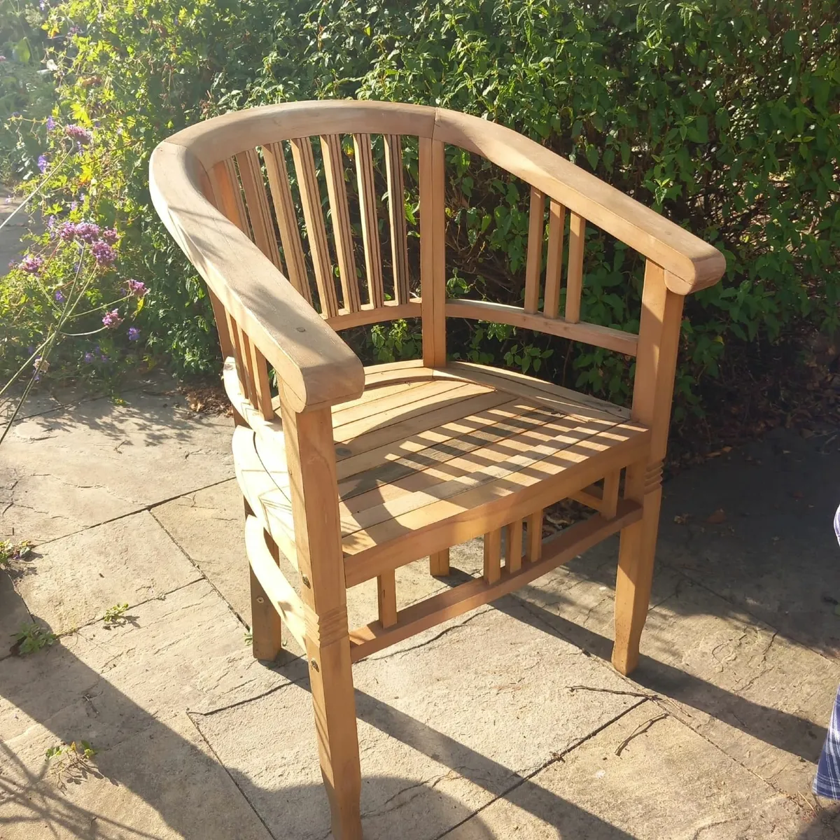 5 teak garden chairs - Image 2