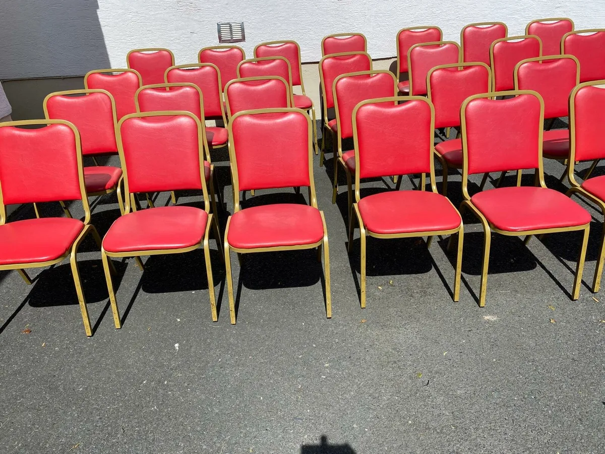 Red Stacking Chairs & Folding Tables - Image 1