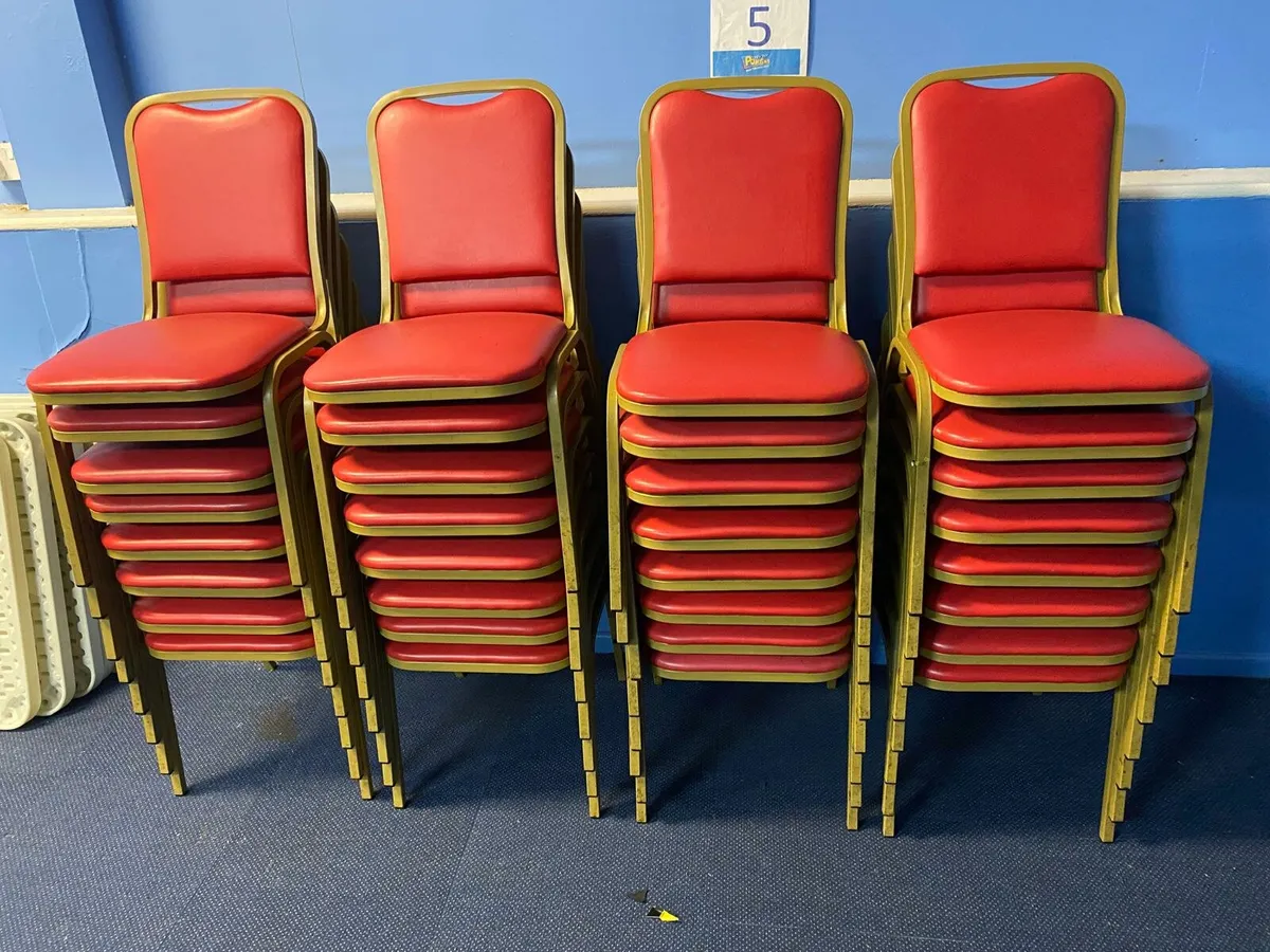 Red Stacking Chairs & Folding Tables - Image 3