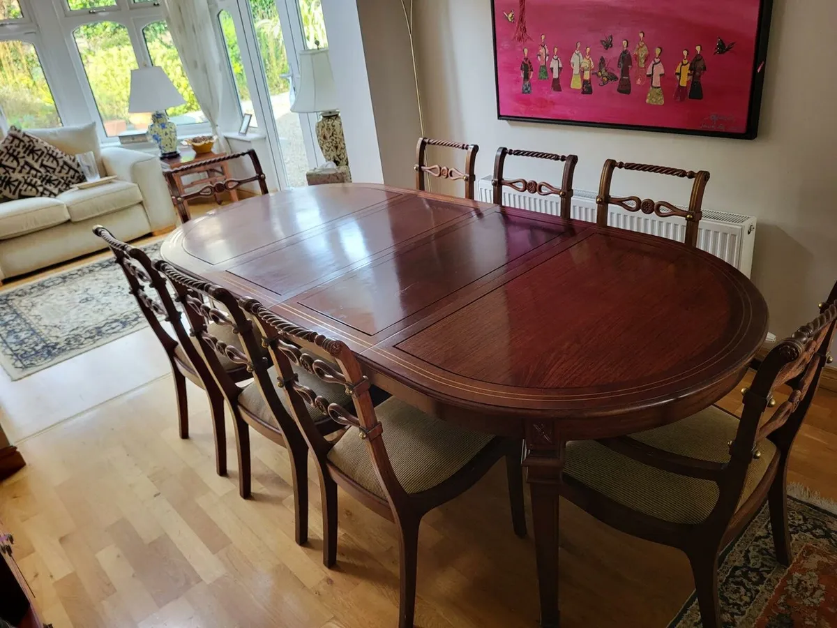 Antique Rosewood Dining Room Table and Chairs - Image 1