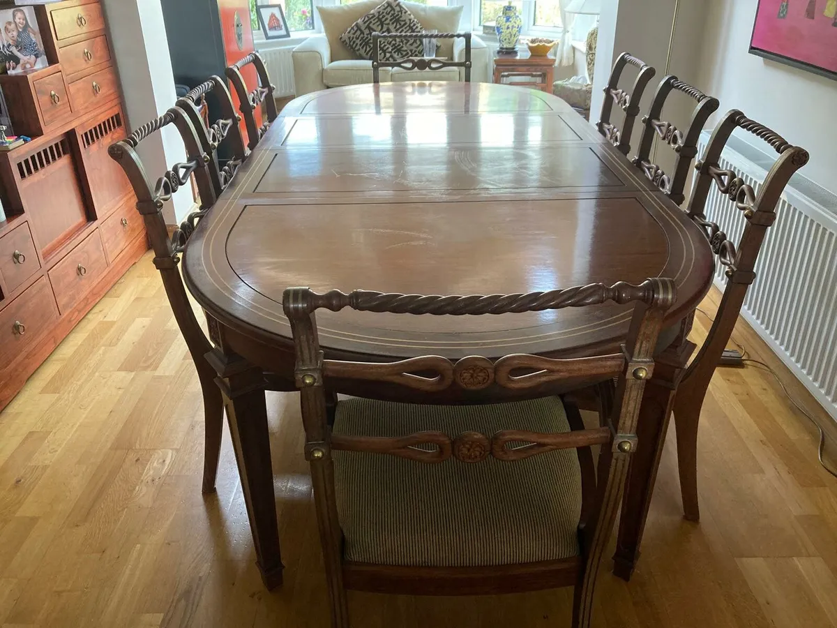 Antique Rosewood Dining Room Table and Chairs - Image 2