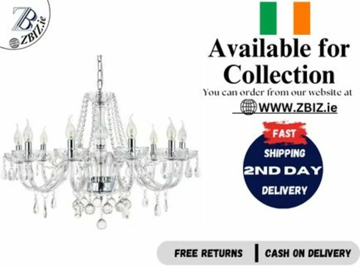 Chandelier Modern Crystal 10 Lights Clear - Image 1