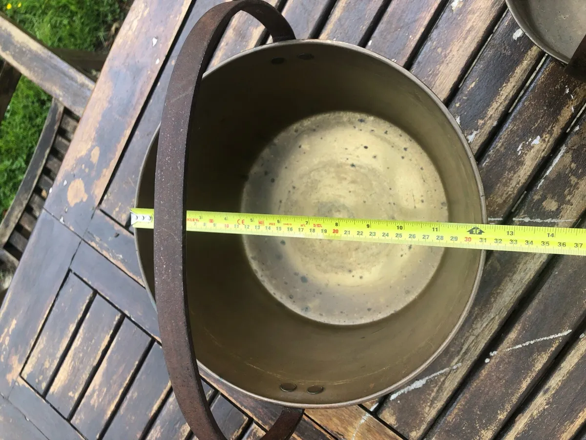 Antique brass preserve pots - Image 3