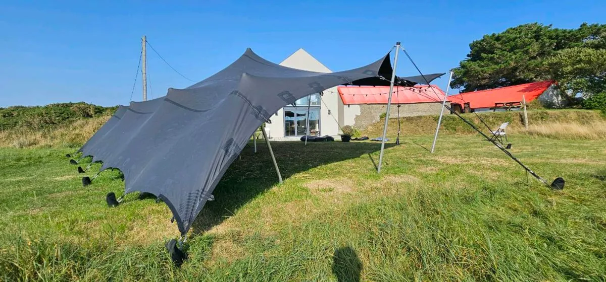 Used Black 10x7.5m Stretch Tent For Sale - Image 2