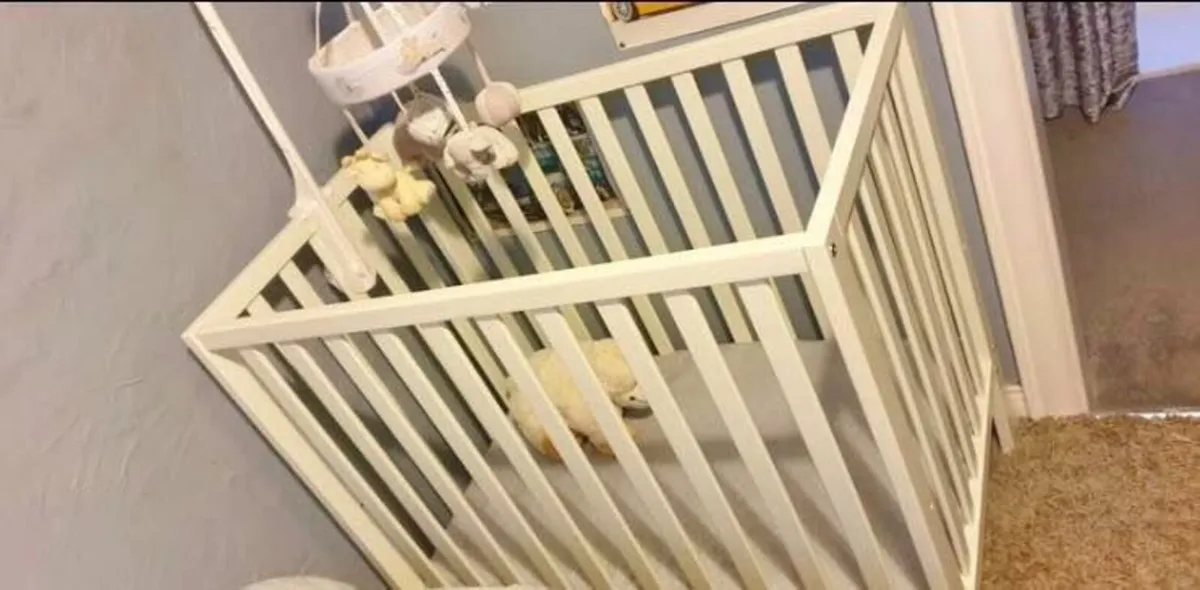 Baby Cot with Mattress – Space-Saving Size - Image 1