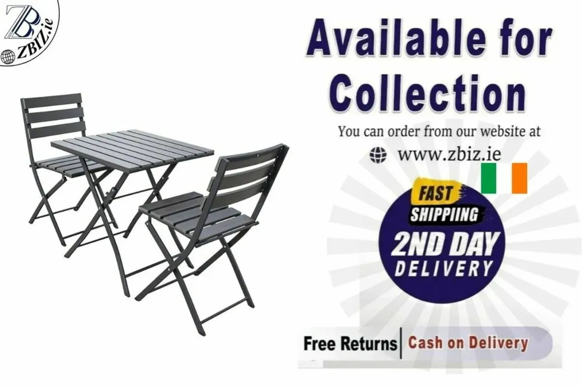 Table and Chair Set Solback Garden Bistro Folding - Image 1