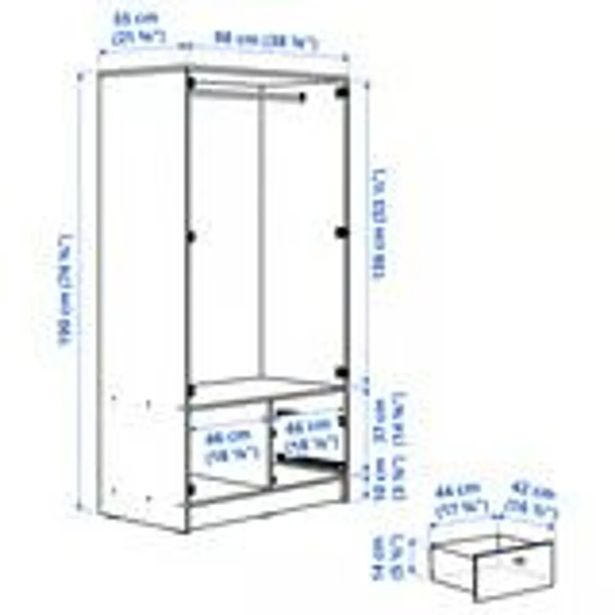 IKEA VILHATTEN Wardrobe 2 Doors 2 Drawers Oak Effect 98x57x190 cm - Image 1