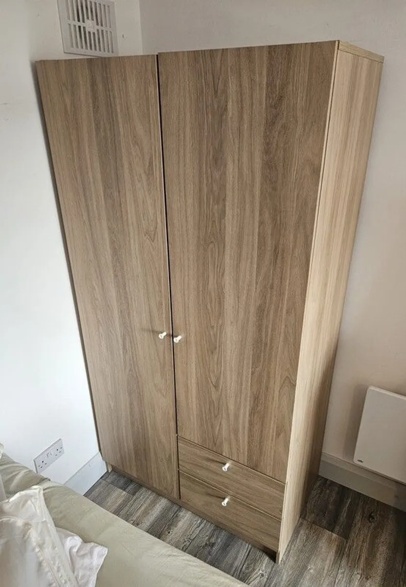 IKEA VILHATTEN Wardrobe 2 Doors 2 Drawers Oak Effect 98x57x190 cm - Image 3