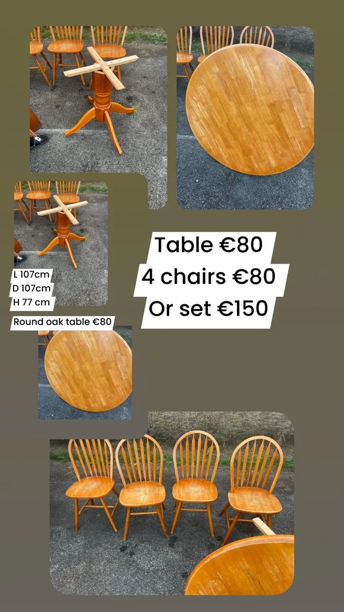 Oak table + 4 chairs - Image 1