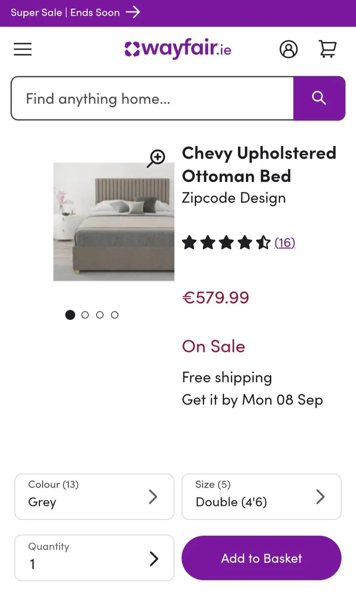 Grey Double Bed BRAND NEW - Image 4