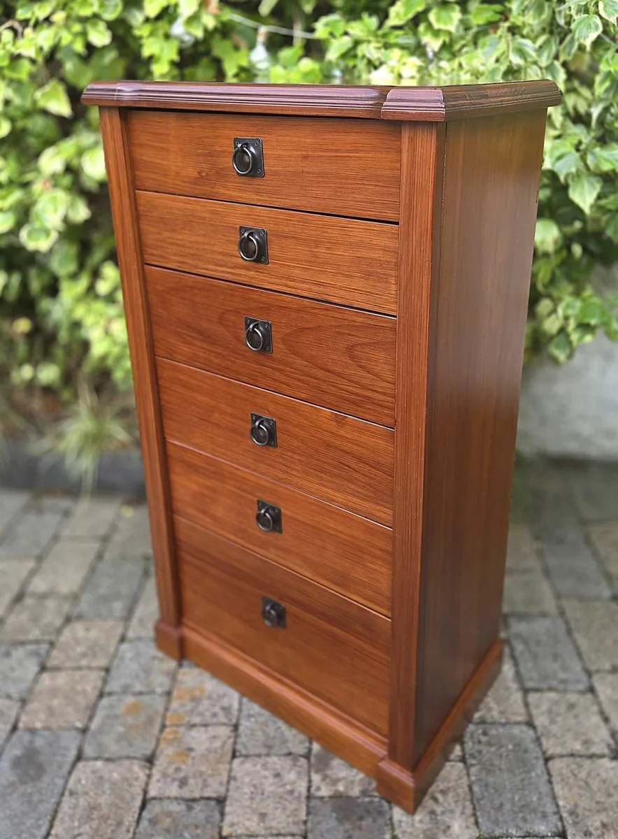Walnut 6 Drawer Tallboy Chest - Image 2
