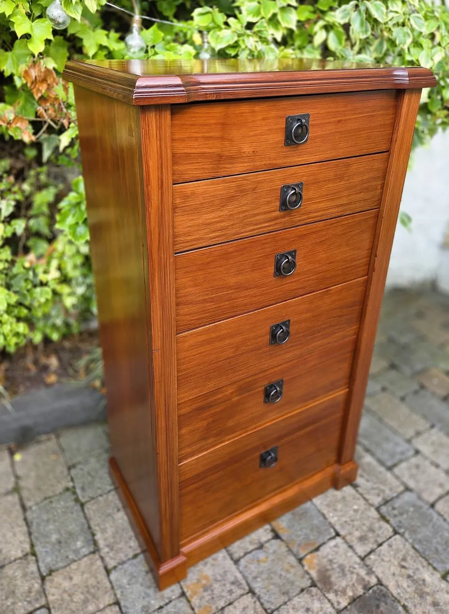 Walnut 6 Drawer Tallboy Chest - Image 1