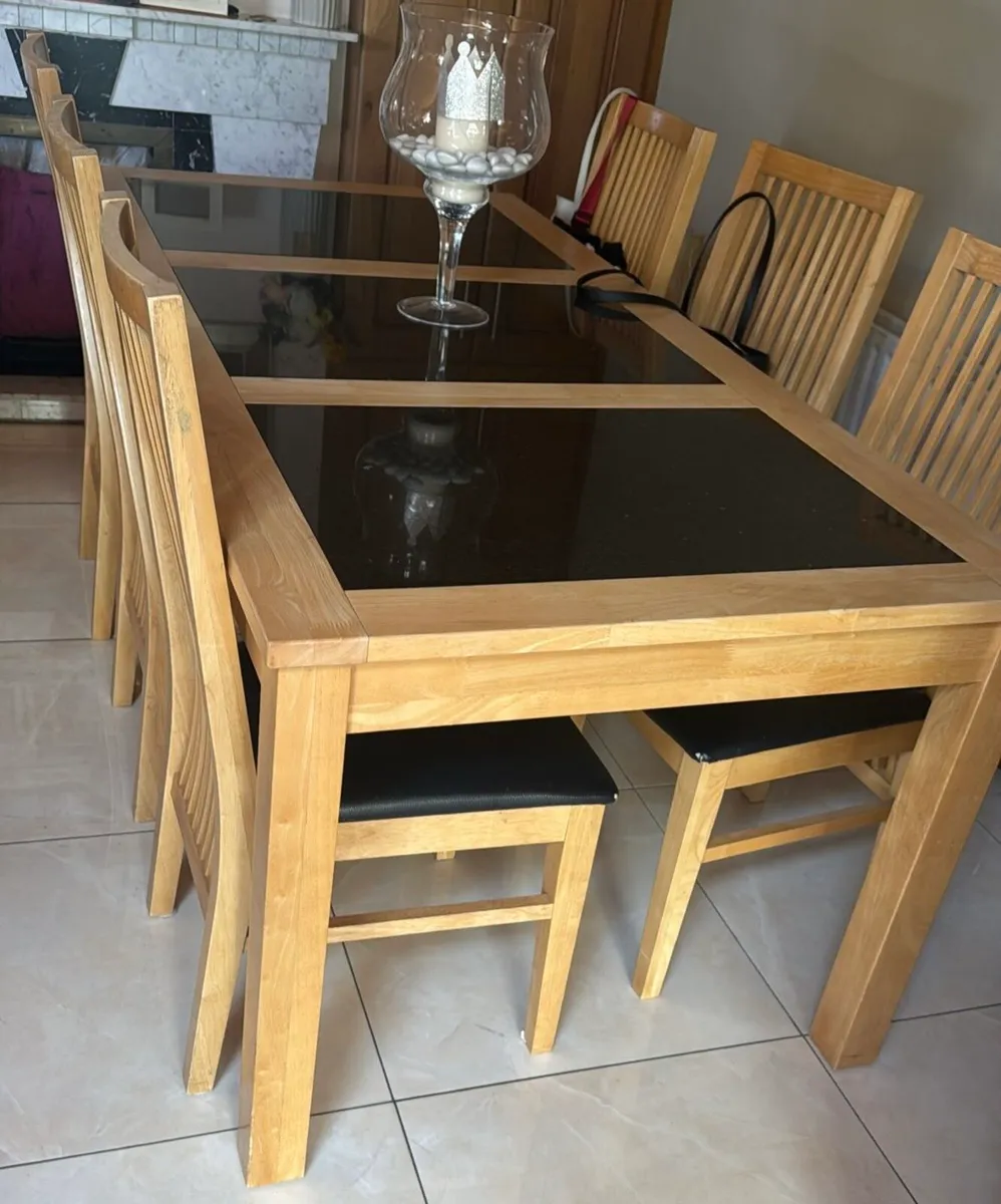 Wood and Marble Kitchen Table - Image 1