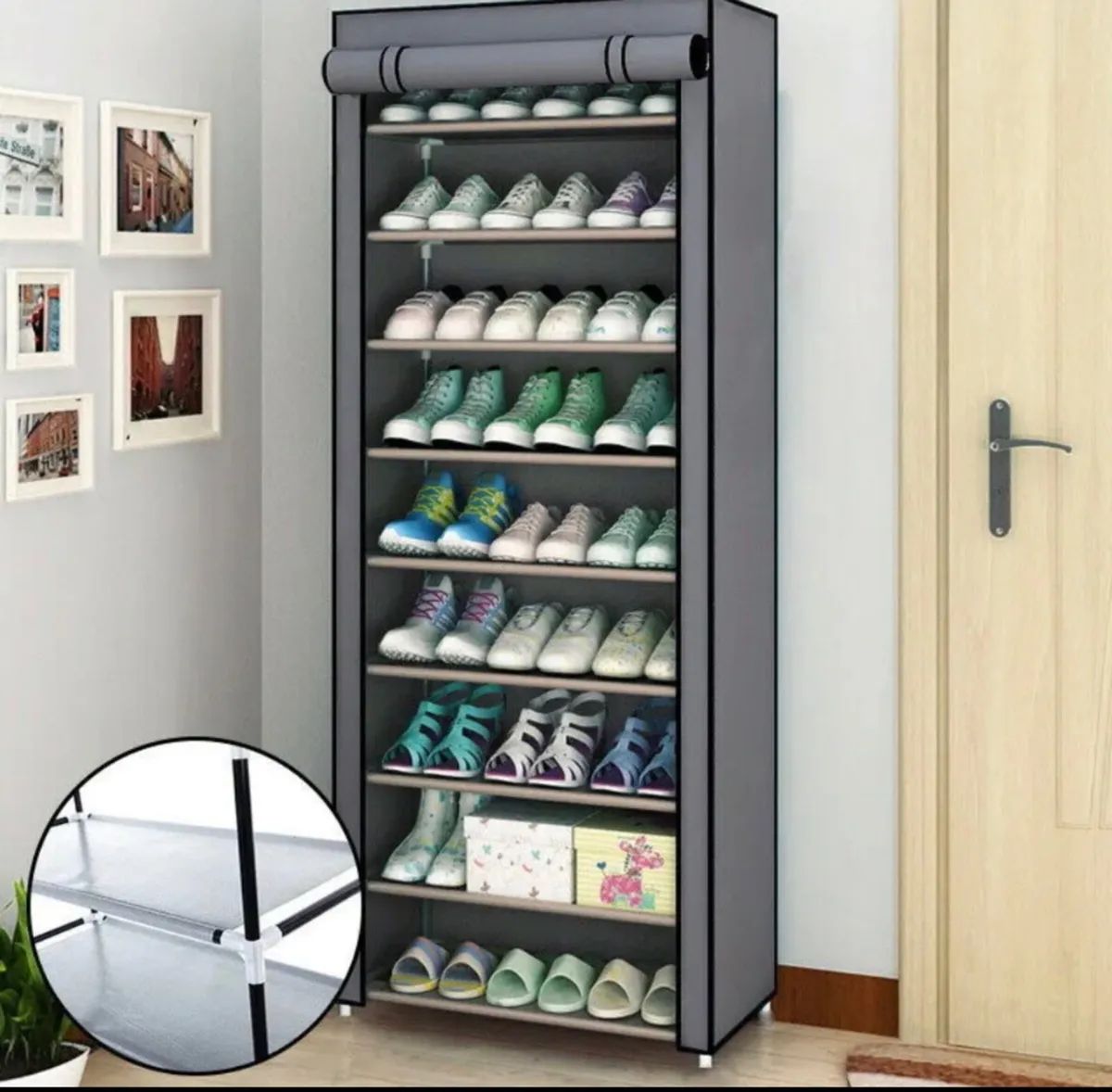 Dustproof Metal Frame Canvas Shoe Rack NEW - Image 1