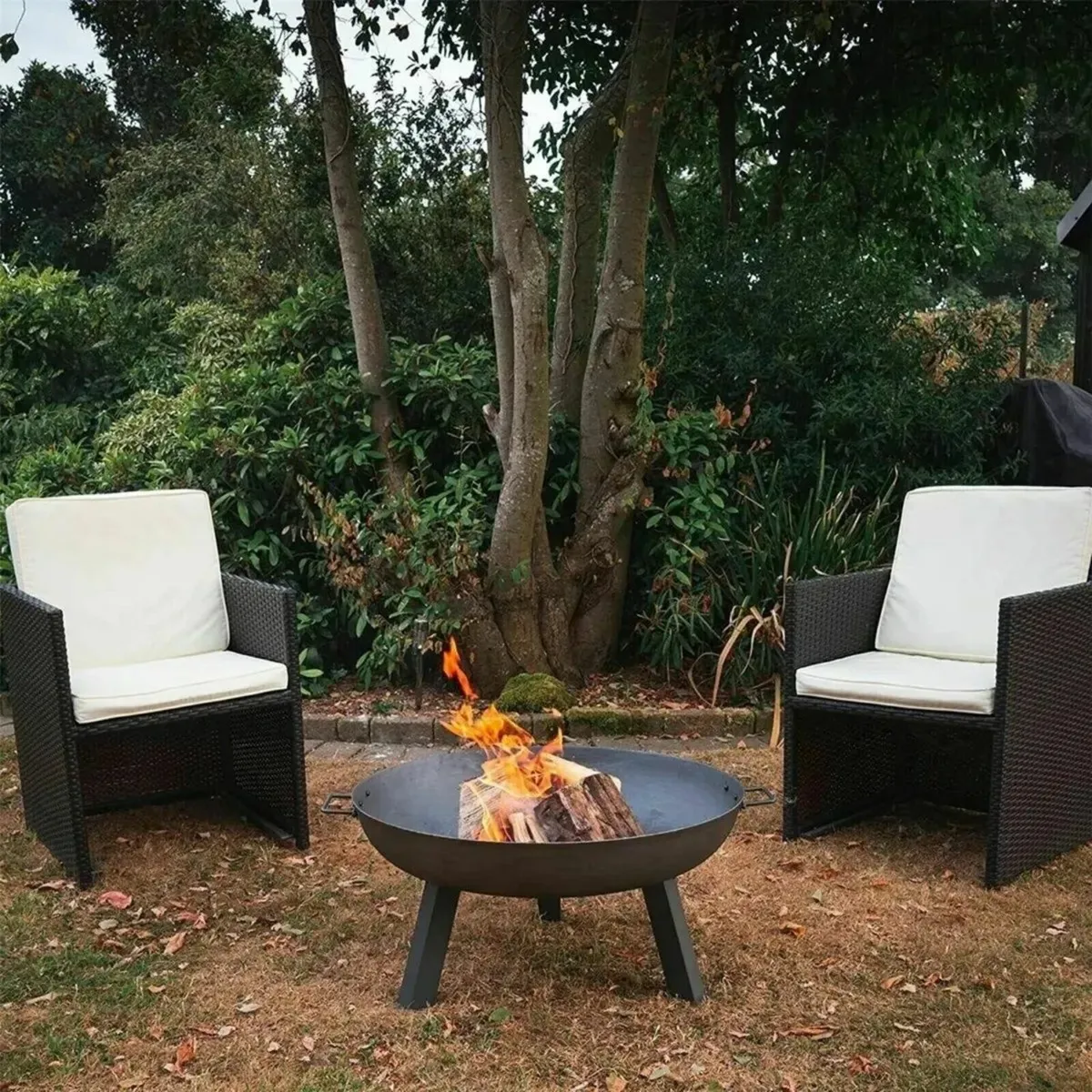 Raw Iron Fire Pit Burner with Garden Handles - Image 3