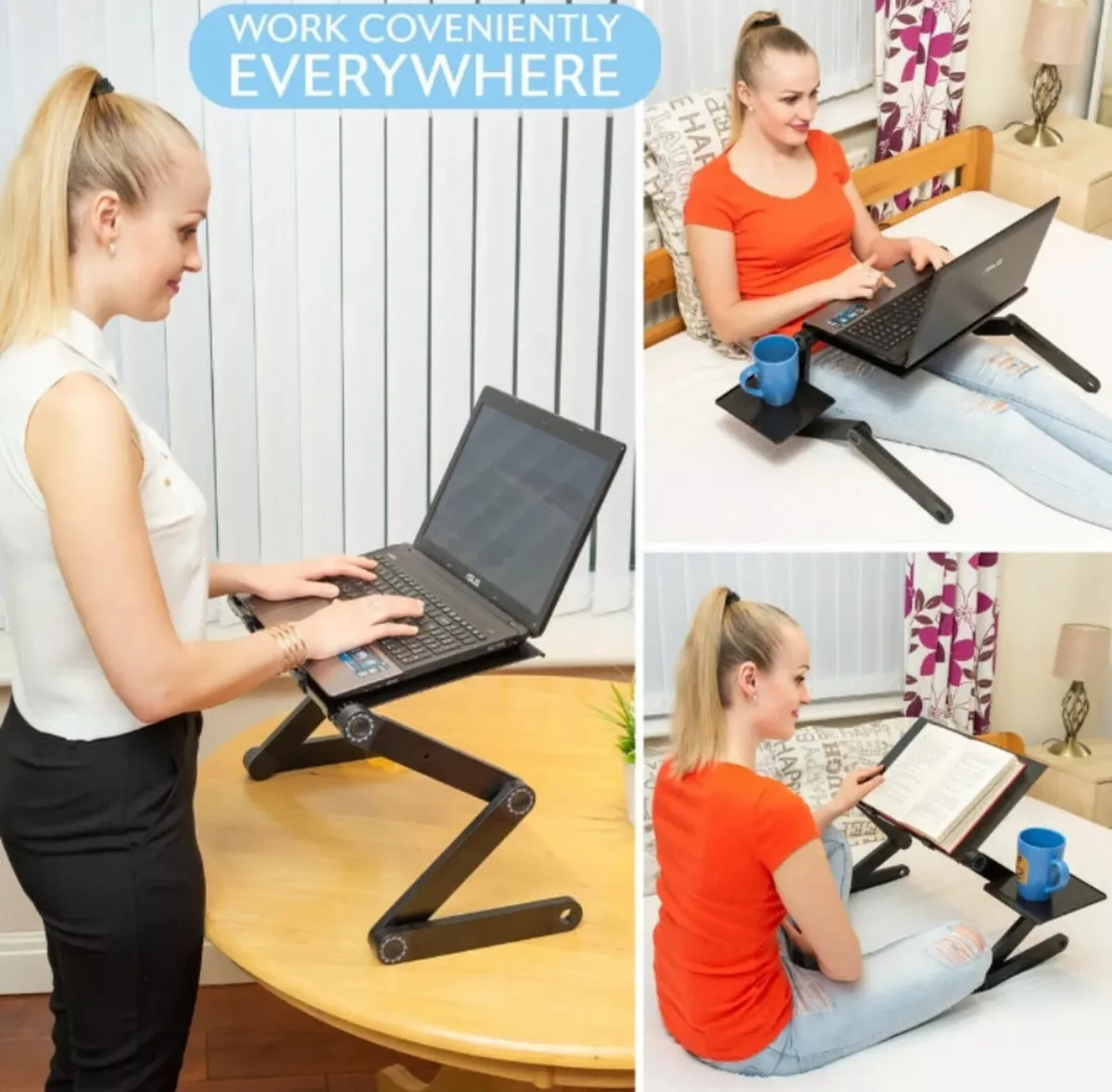 Folding Laptop Stand Riser Tray Table Desk NEW - Image 1