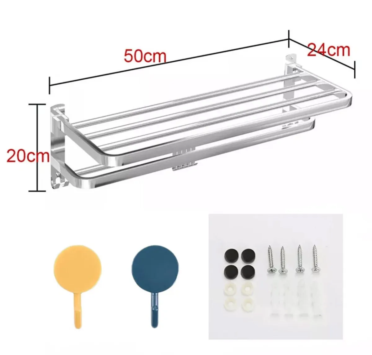 NEW Double Towel Rail Wall Mounted Rack with Hooks - Image 3
